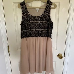 Black and beige mini dress